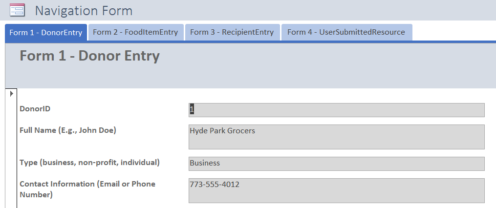 CFFN Navigation Form