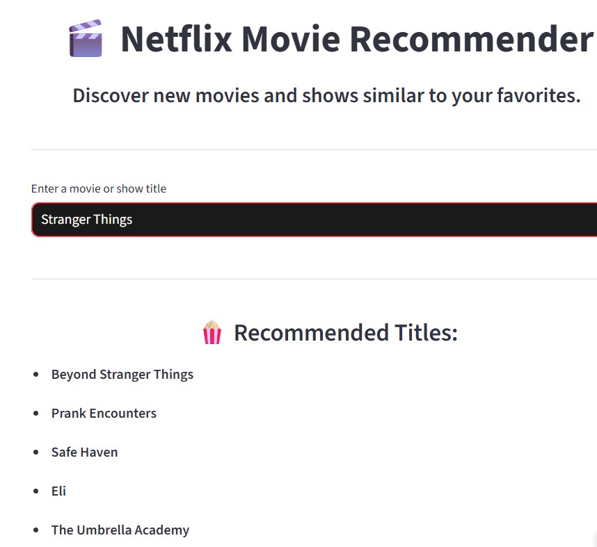 Netflix Search Results